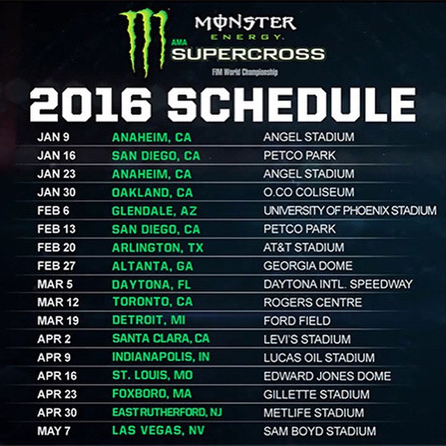 2016 supercross schedule